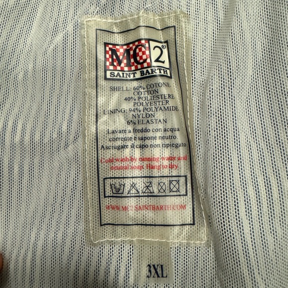 MC2 Saint Barth Men’s Blue Striped Drawstring Swim Shorts - Picture 7 of 7